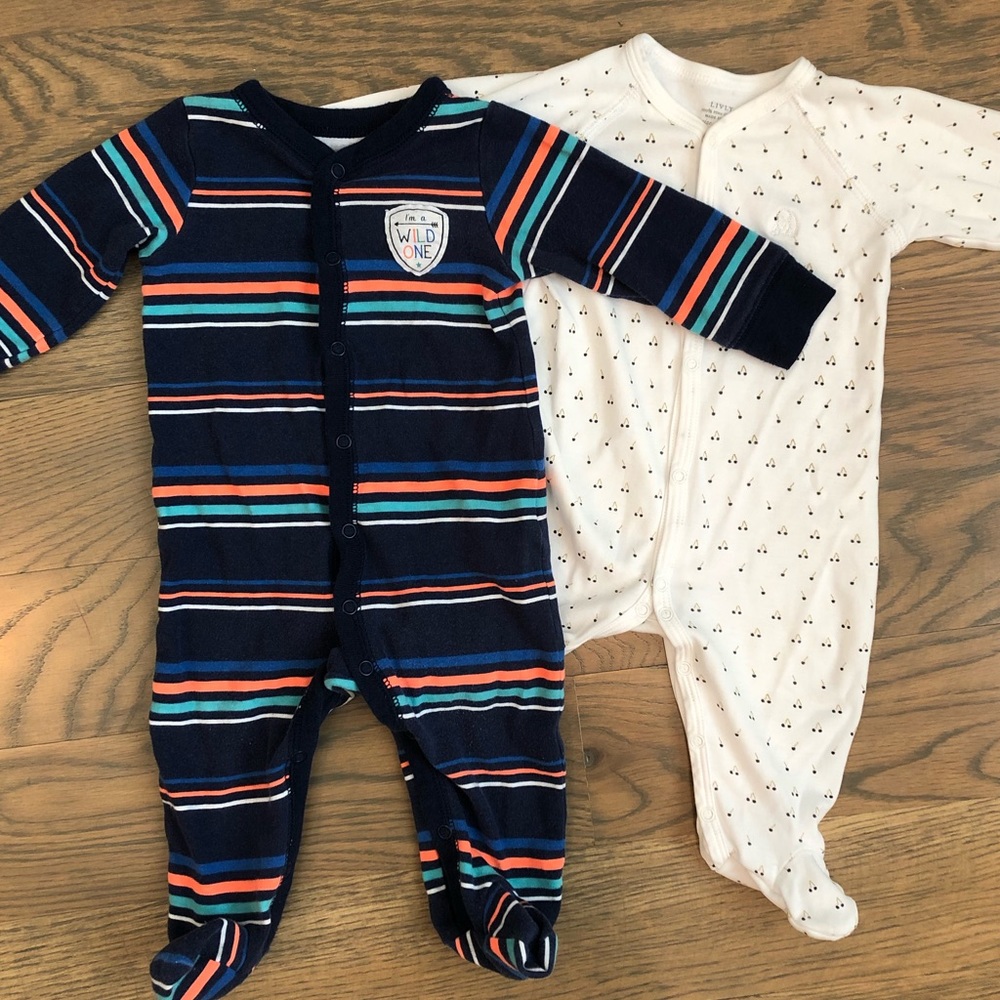 set of 6-9 month sleepers, one prima cotton